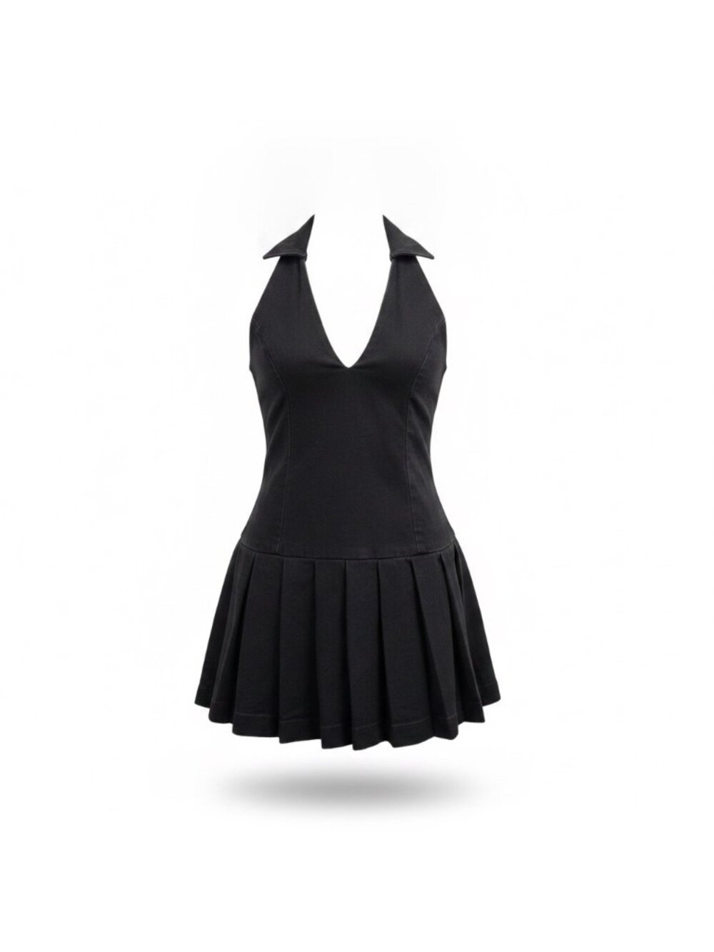 Love Fire Womens Black Cotton Blend Halter Pleated Stylish Fit Size L